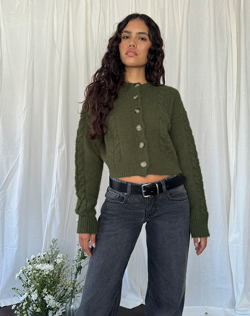 Cardigan en tricot Claire, vert forêt