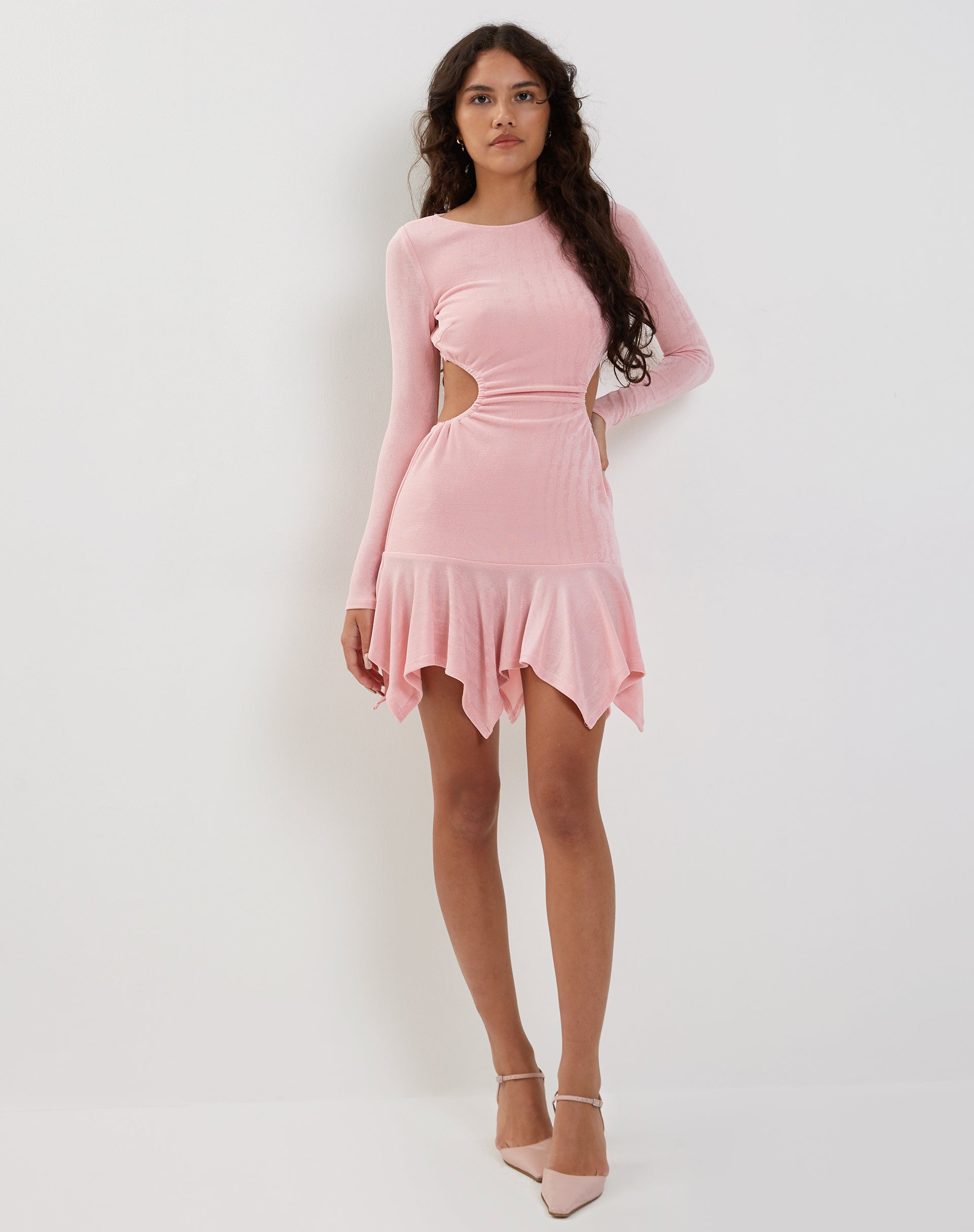 Image de Cordelia Long Sleeve Cut Out Mini Dress in Pink