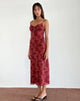 Image of Coya Midi Dress in Fairy Floral Burgundy Flock