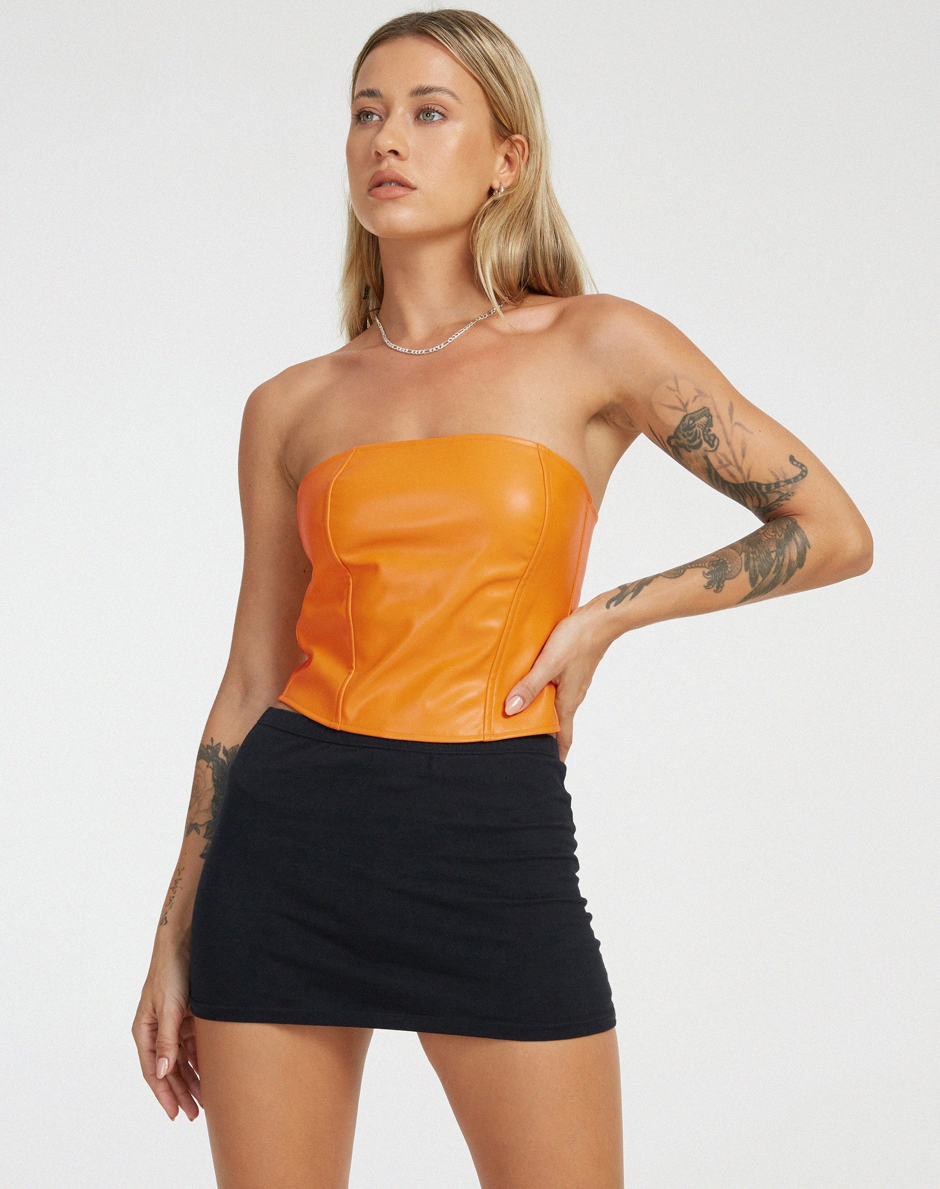 image de Dena Corset Top en PU Neon Orange