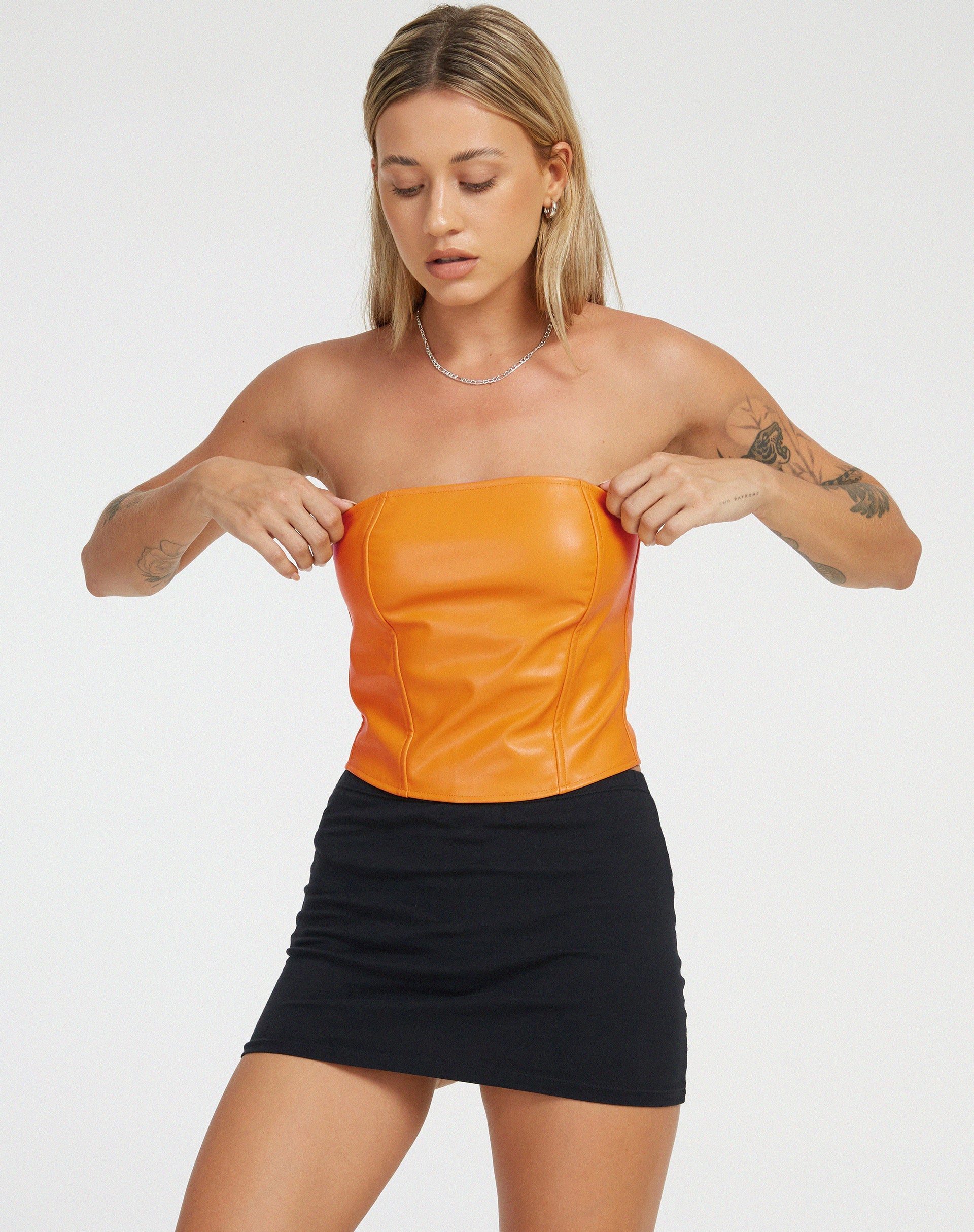 image de Dena Corset Top en PU Neon Orange