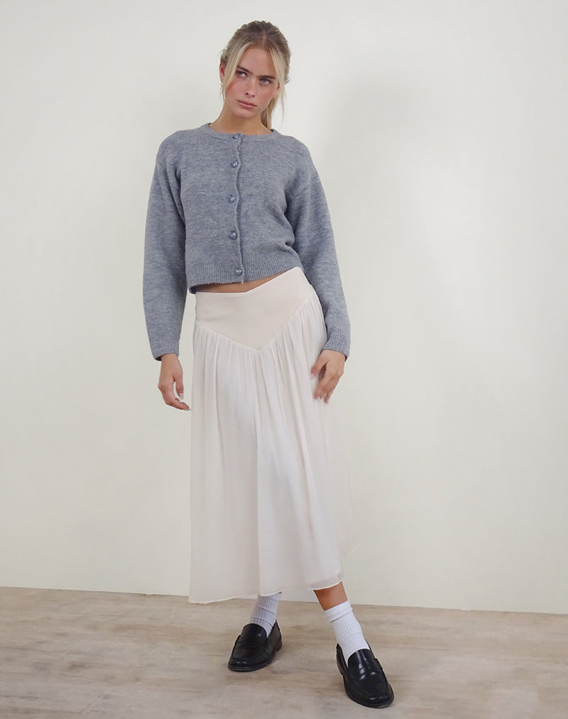 Derika V Waist Maxi Skirt in Cream