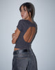 Image of Elyto Ribbed Open Back Top in Beluga Grey