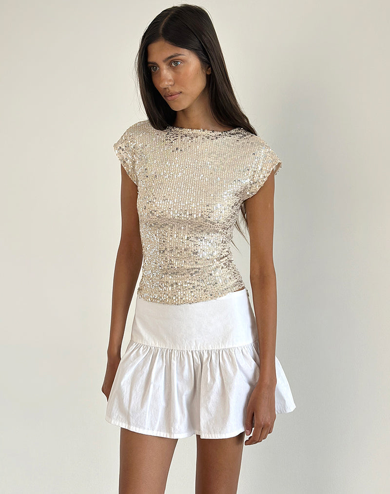 Image of Erica Backless Top in Neutral Sequin