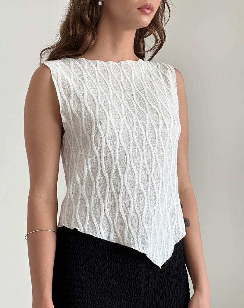 Image of Etta Vest Top in Crinkle Ivory