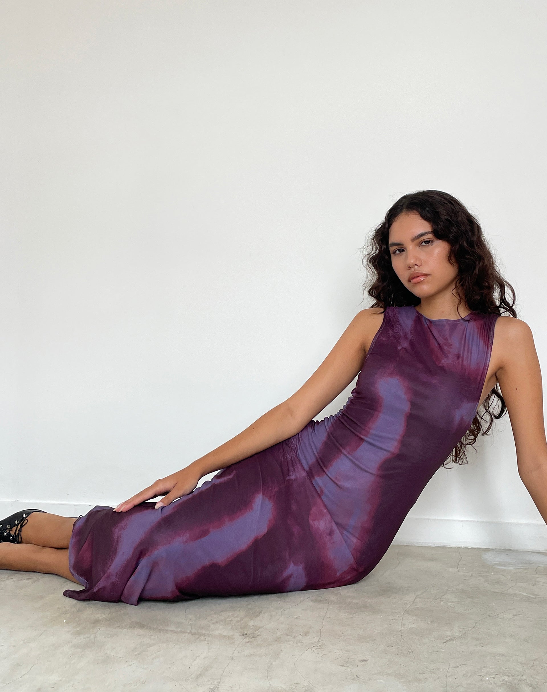 Image de la robe longue imprimée Fayola Watercolour Wine