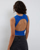 Image of Gelsho Ribbed Open Back Tank Top in Cobalt