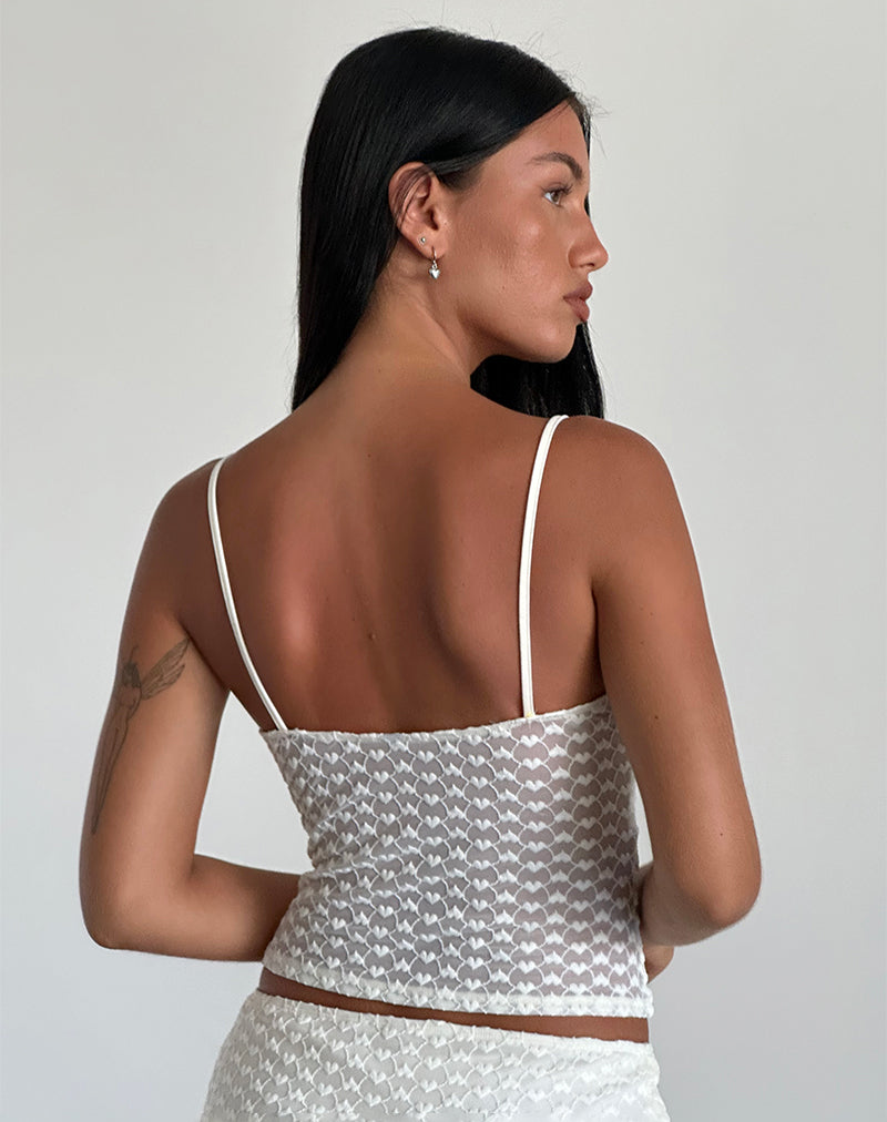 Image of Grafika Cami Top in Ivory Heart Lace