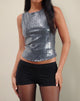 Image of Hala Vest Top in Shimmer Sequin Charcoal