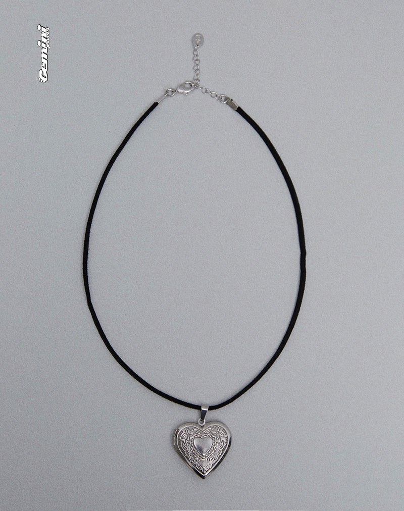 Collier pendentif en forme de cœur en corde de Harley par Gemini Jewels