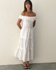 Image de Helpa Tiered Bardot Maxi Dress in White