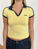 Image of Isda Top in Lemonade with Navy Binding and M Emb