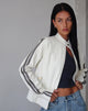 Image of Jacquie Zip Up Jacket in PU Cream with Brown Stripe