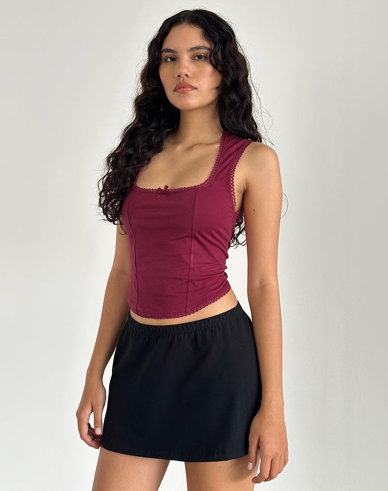 Image of Jinisa Corset Top in Burgundy