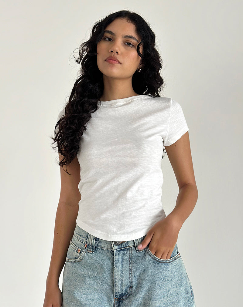 Jojes Jersey Tee Top in White