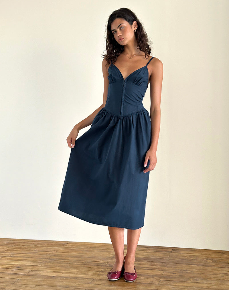 image of Krista Maxi Dress in Poplin Navy