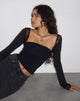 Image of Lenny Lace Shrug Top in Slinky Black with White Lace Trim