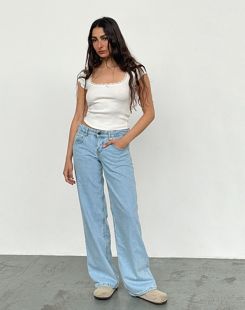 Image of Low Rise Parallel Jeans in Light Wash Blue