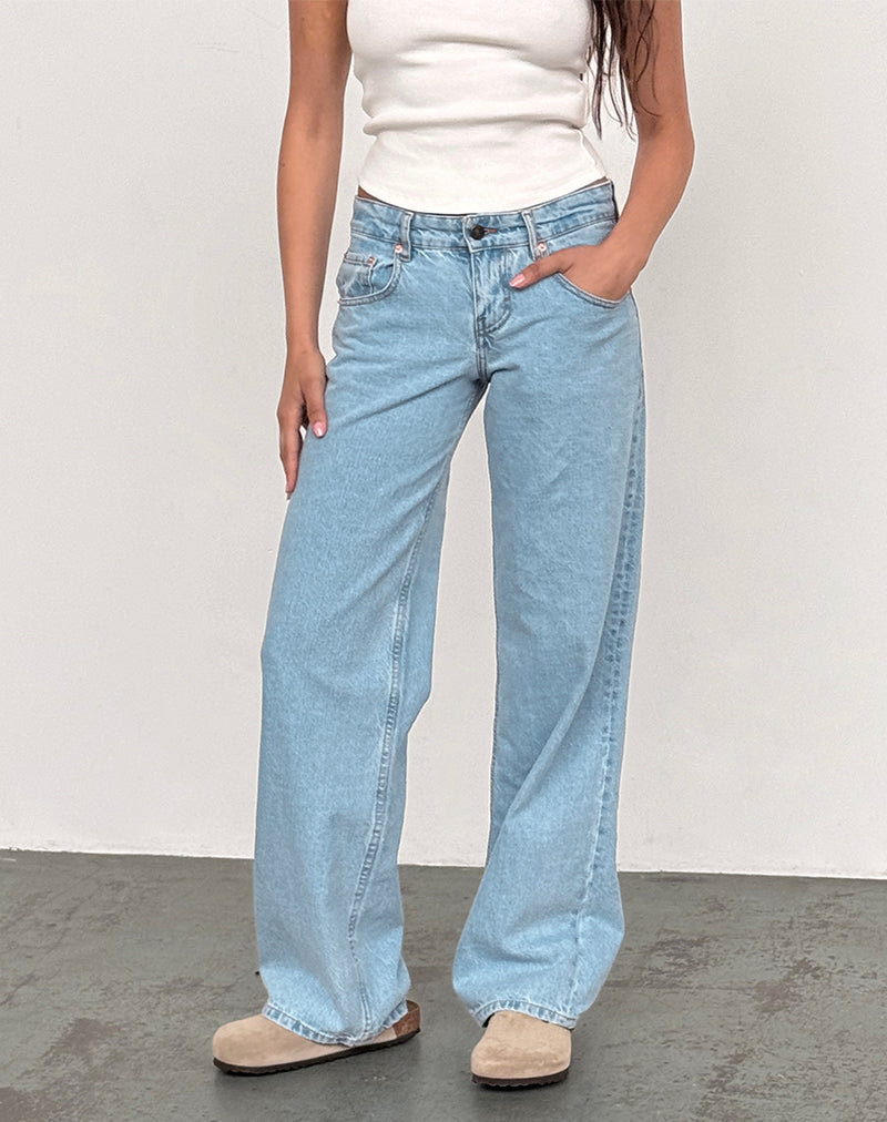 Image of Low Rise Parallel Jeans in Light Wash Blue