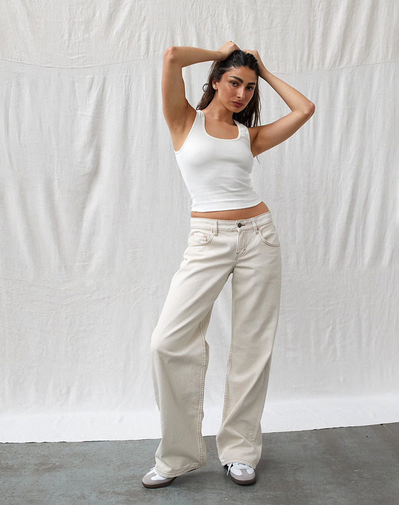 Low Rise Parallel Jeans in Off White