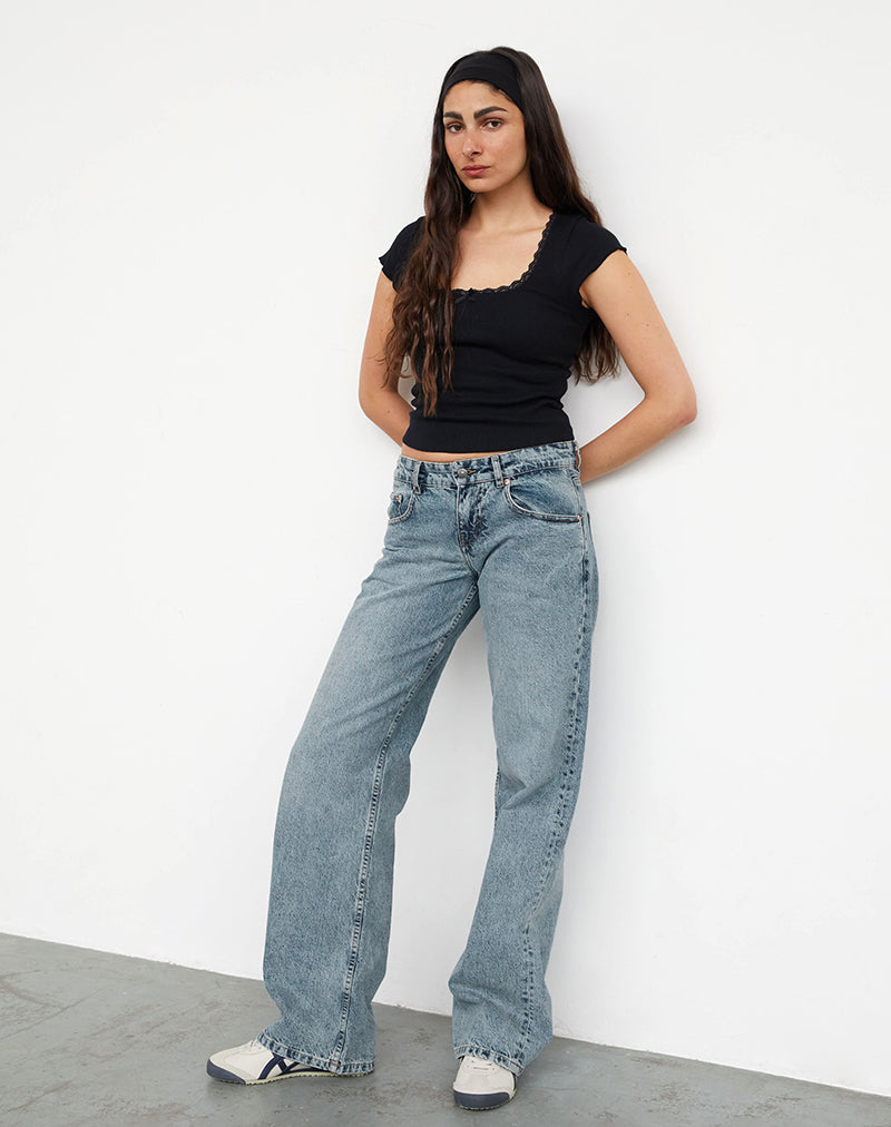 Image of Low Rise Parallel Jeans in Vintage Blue Wash