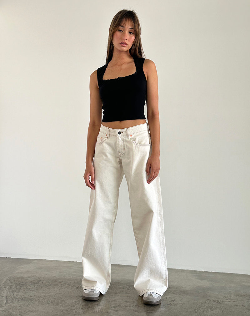 Image of Roomy Extra Wide Low Rise Jeans in Off White