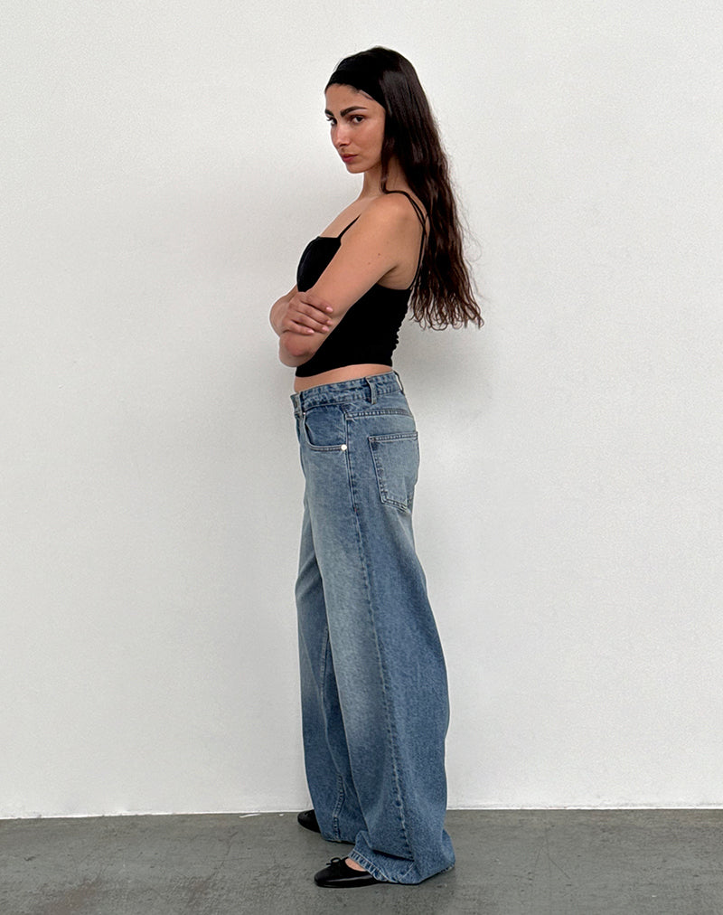 Image of Roomy Extra Wide Low Rise Jeans in Powder Blue