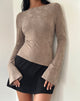 Image of Lunica Long Sleeve Jersey Top in Jaqcuard Light Taupe