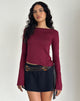 Image of Lunica Long Sleeve Jersey Top in Burgundy