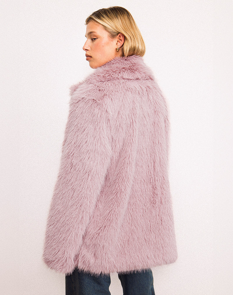 Image of Lupita Jacket in Faux Fur Dusty Pink