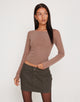 Image of Mahira Long Sleeve Mesh Top in Light Brown