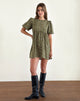 Image of Marate Puff Sleeve Mini Dress in Grunge Floral Khaki