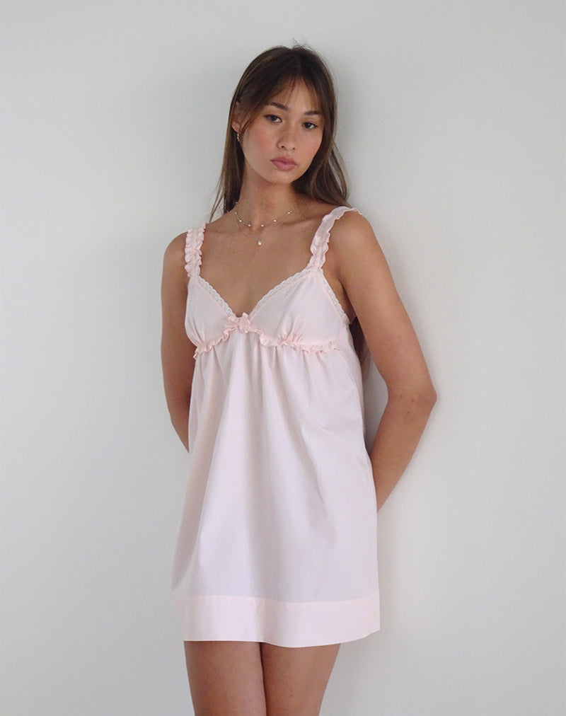 Image of Melda Tea Mini Dress in Poplin Light Pink