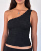 Image of Moira One Shoulder Lace Top in Black