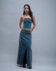 Image de Zaenap Frayed Denim Maxi Skirt in Brown Blue Acid