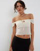 Image de Nabil Bardot Top in Mesh Cream