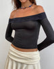 Image de Nagita Slinky Long Sleeve Bardot Top in Black