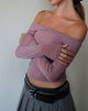 Image de Nauri Long Sleeve Bardot Top in Wisteria Purple