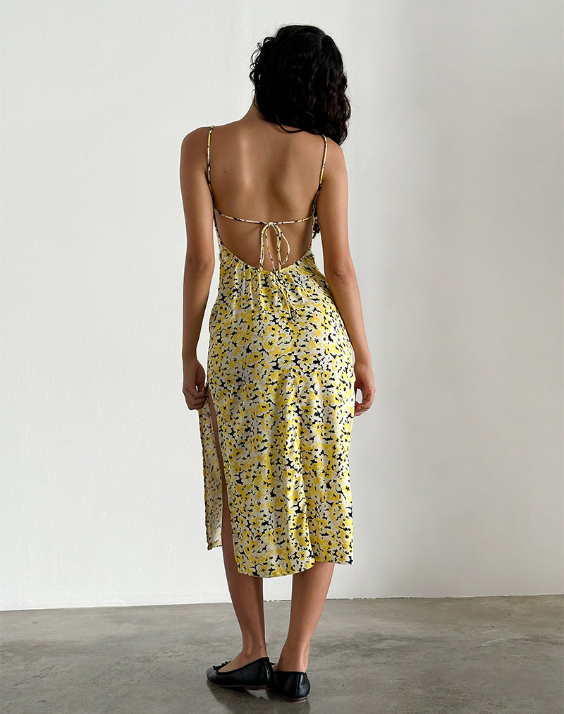 Robe midi Nosita en jaune soleil pop