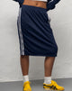 Image of Kaizen Midi Skirt in Navy with White Double Stripe