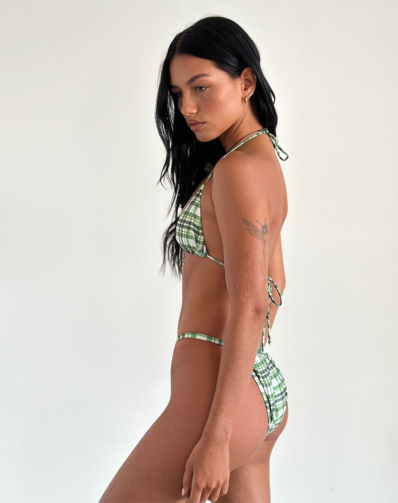 Image of Pami Bikini Top in Green Tartan