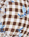 Gingham floral marron