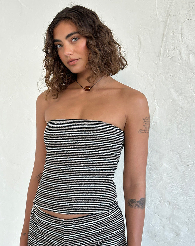 Image of Peggy Top in Black and Brown Stripe