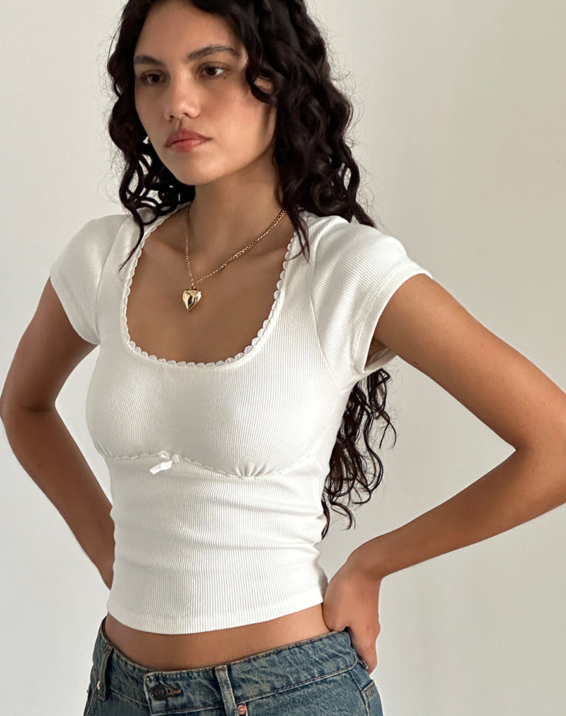 Rada Top in Rib Off White