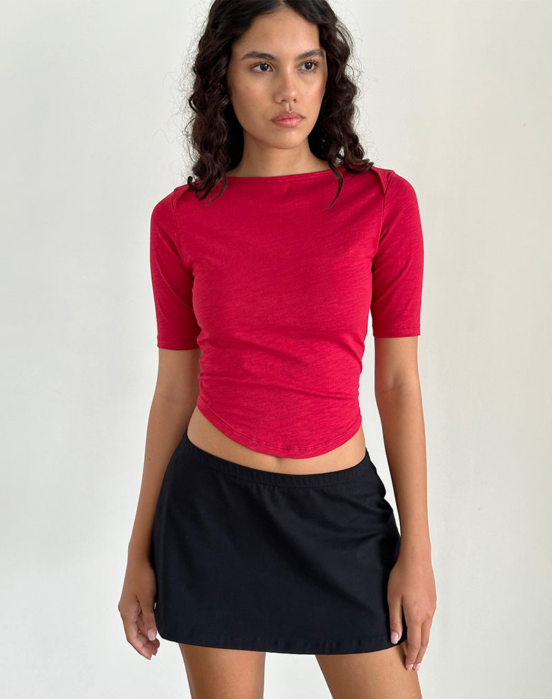 Ralda Curved Jersey Tee in Adrenaline Red