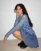 Image de Ripu Floral Crochet Long Sleeve Top in Midnight Blue