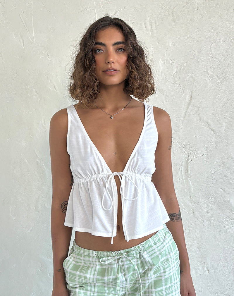 Image of Rolia Tie Front Top in Off White