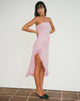 Image of Rosaya Ruffle Rosette Bandeau Midi Dress in Pink Chiffon