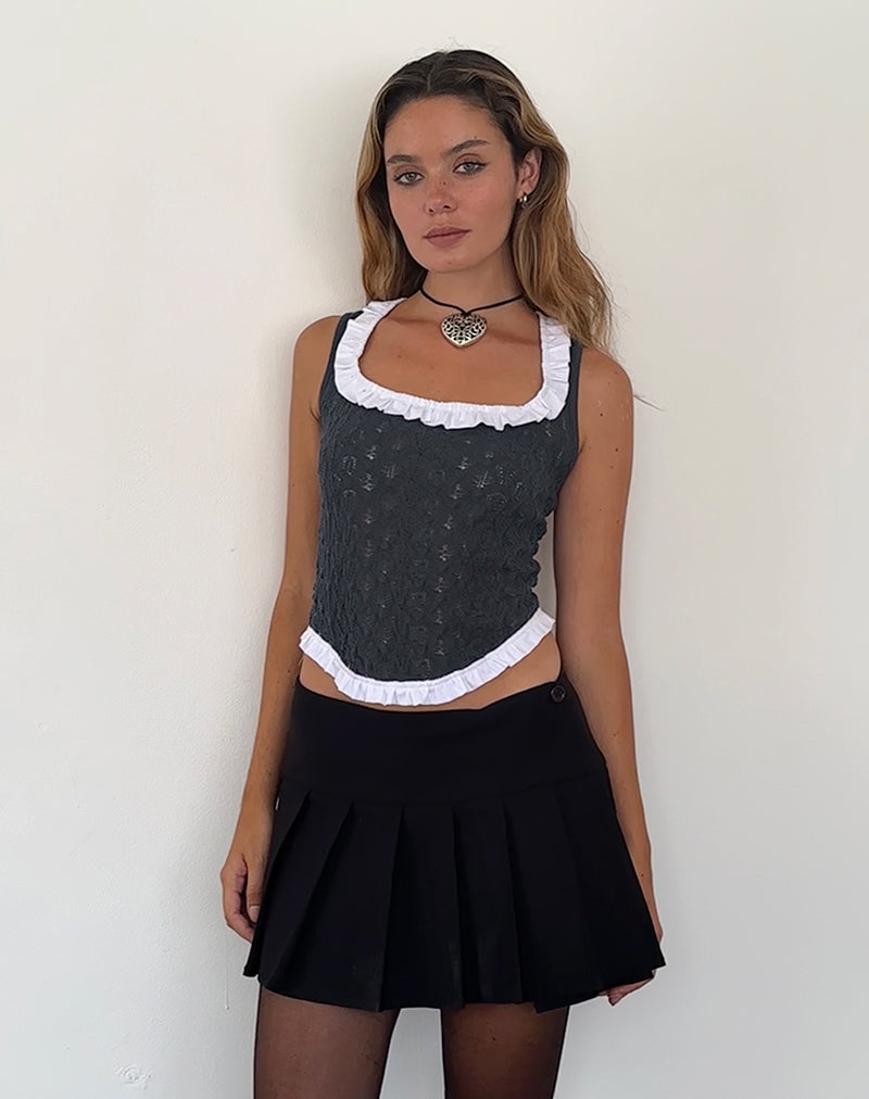 Image de Roslyn Pointelle Vest Top in Dark Charcoal