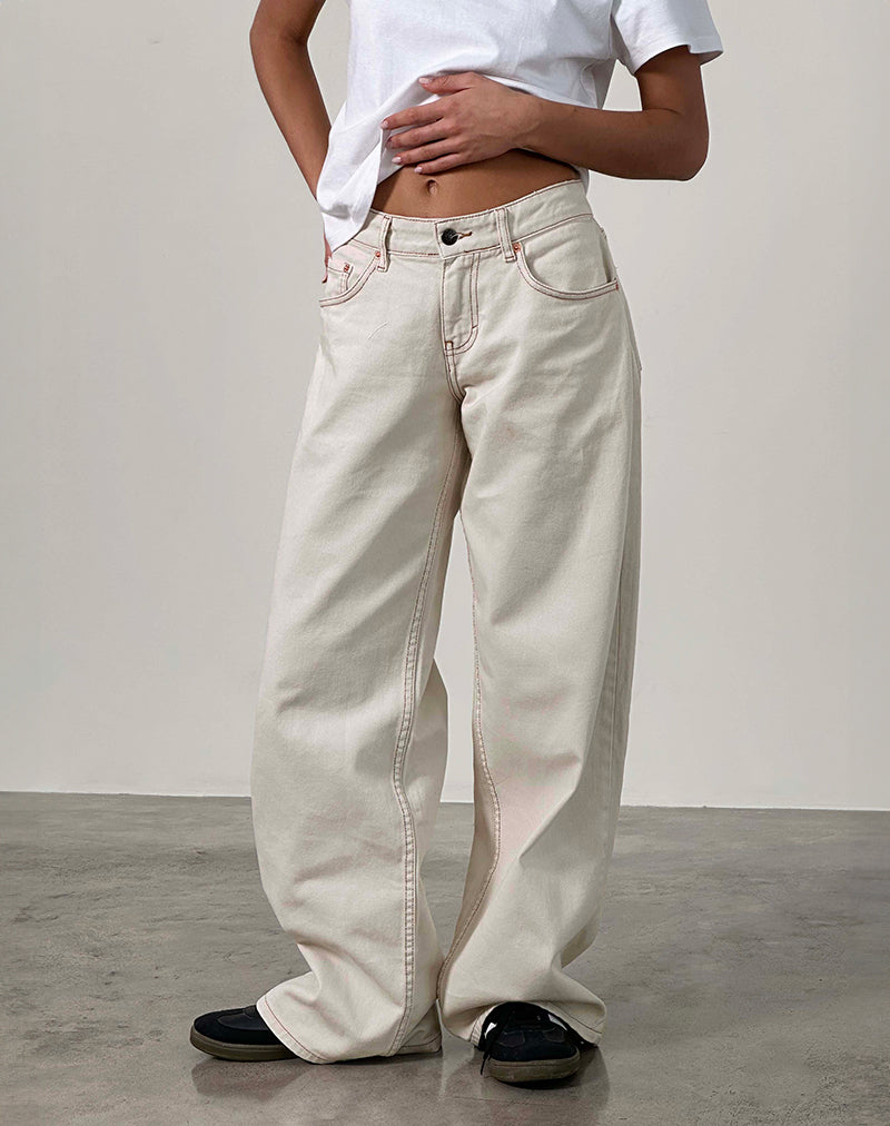 Image of Roomy Extra Wide Low Rise Jeans in Off White